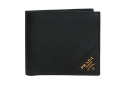 Prada Logo Bifold Wallet, Saffiano, Black, 12S, 4*